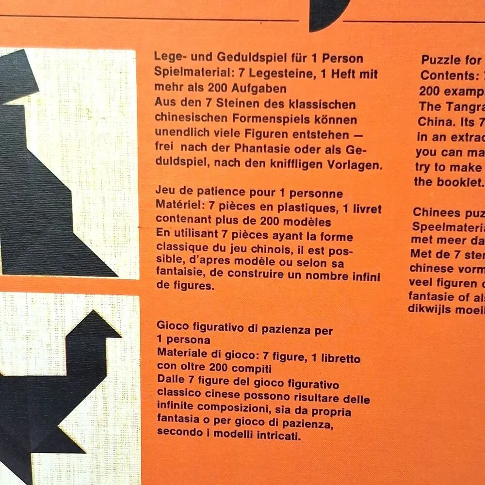 1976 Ravensburger Tangram Original China Puzzle West Germany Vintage